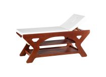 Lettino da massaggio, struttura in faggio, sedile bianco 190x70x78 cm